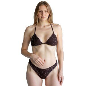 Sports Illustrated Swim New Mesh Panel Triangle Bikini Set Black Size XS Swim